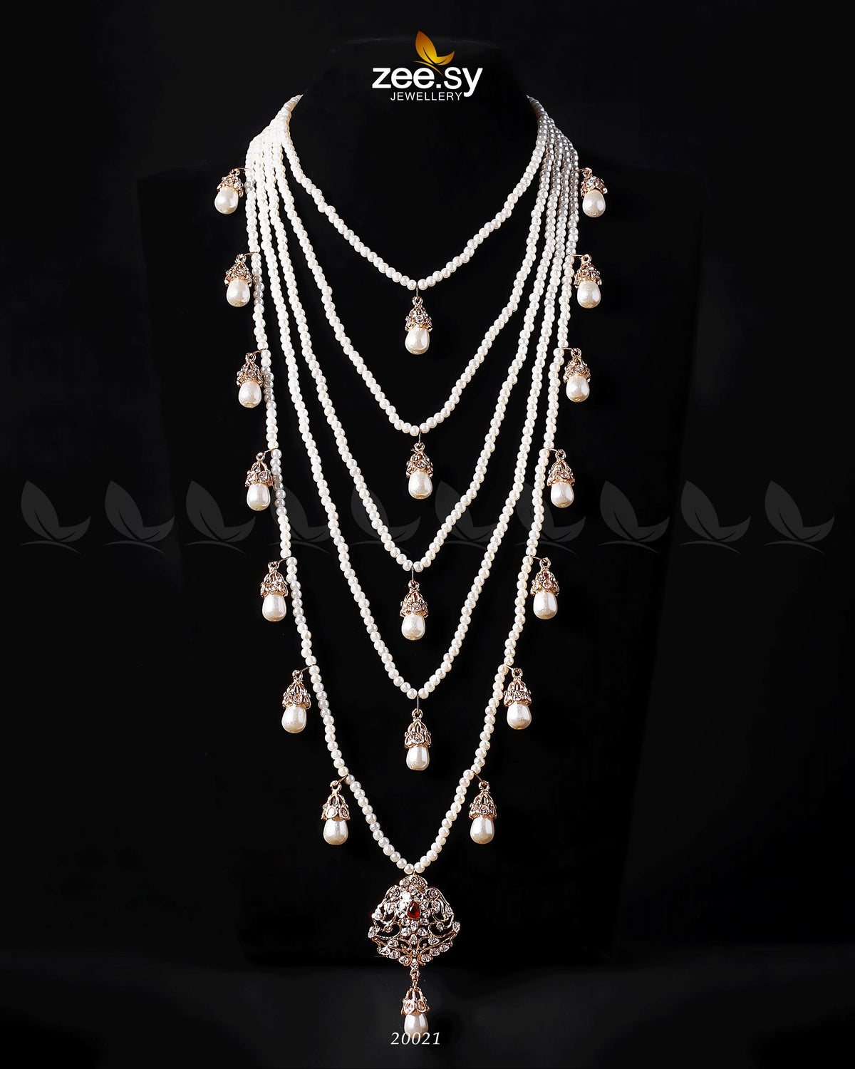 Hyderabadi Panch Lara Mala -  Zeesy Necklace Sets - Original Designer Dress - House of Maryam