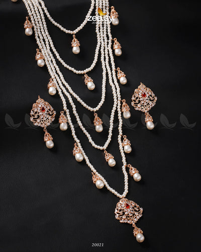 Hyderabadi Panch Lara Mala -  Zeesy Necklace Sets - Original Designer Dress - House of Maryam