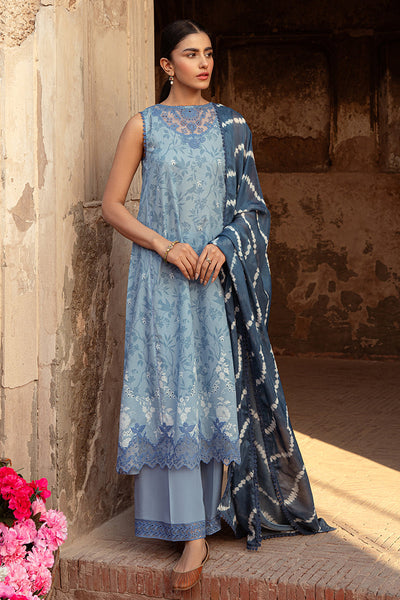 Cross Stitch | Premium Lawn 24 | BLUE SAND -  Cross Stitch Formal - Original Designer Dress - House of Maryam