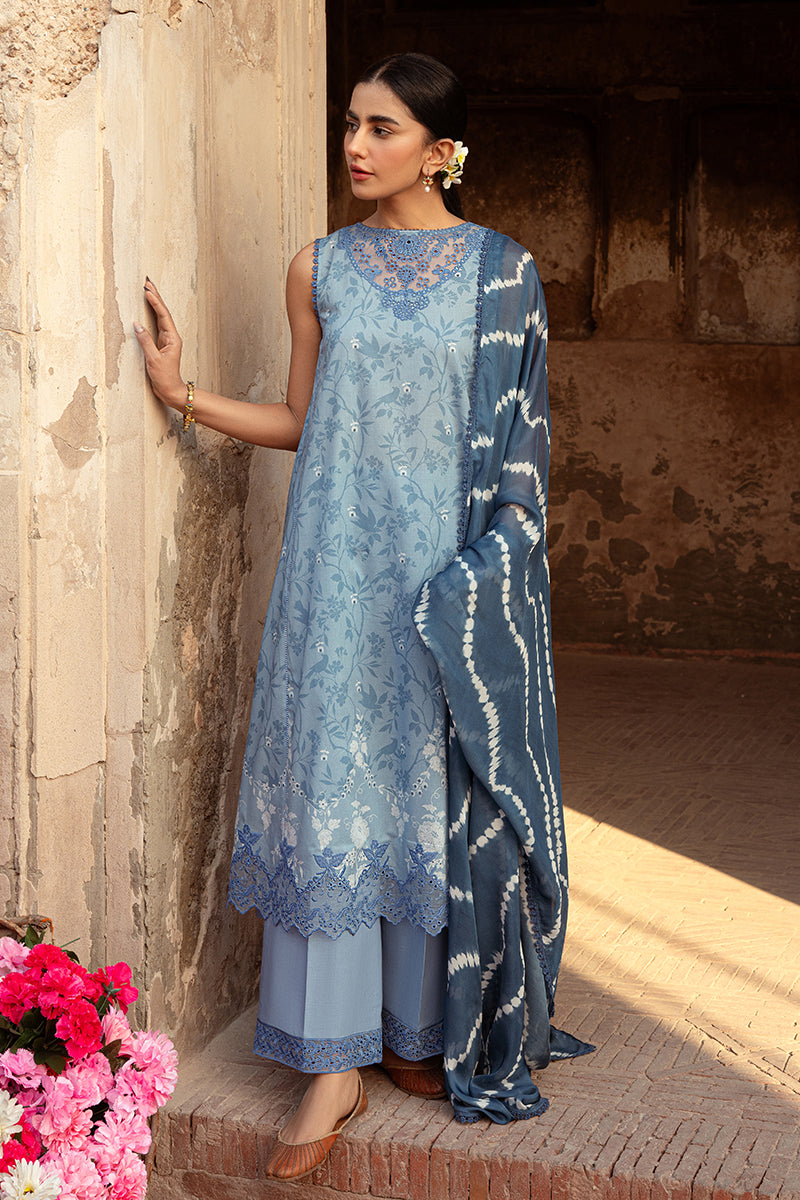 Cross Stitch | Premium Lawn 24 | BLUE SAND -  Cross Stitch Formal - Original Designer Dress - House of Maryam