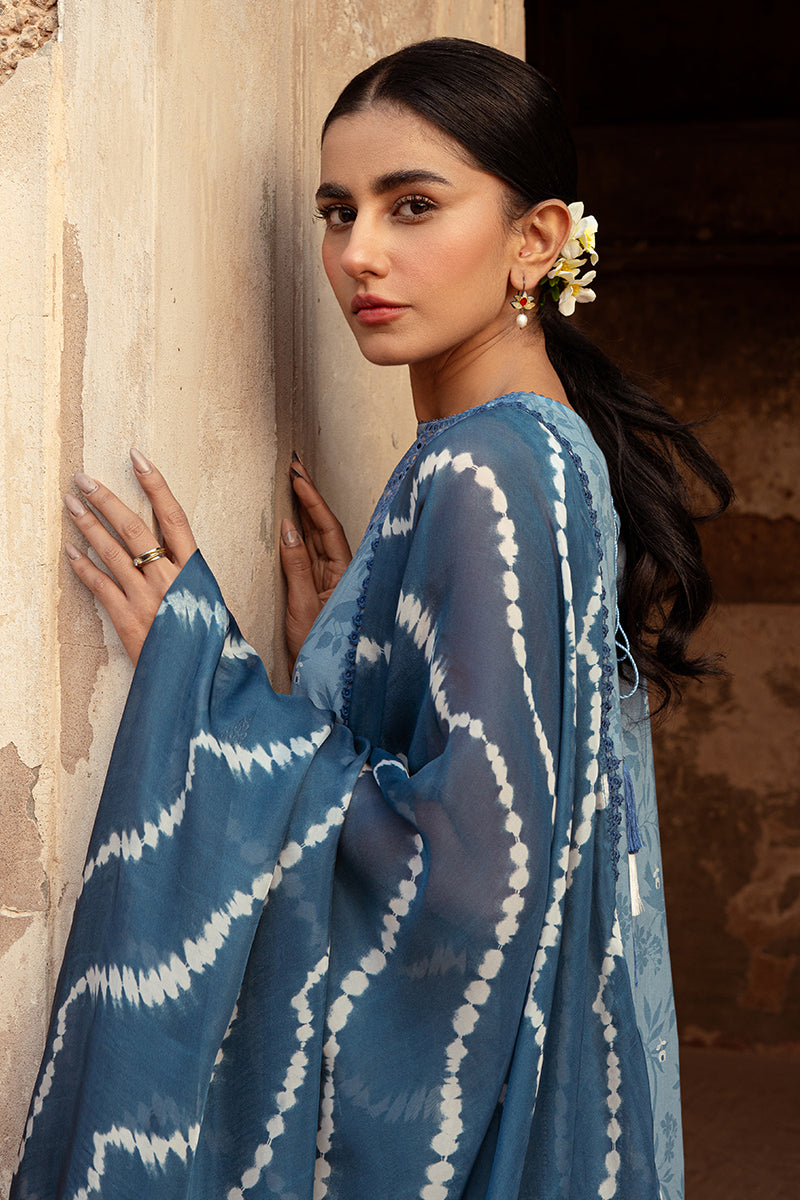 Cross Stitch | Premium Lawn 24 | BLUE SAND -  Cross Stitch Formal -  House of Maryam