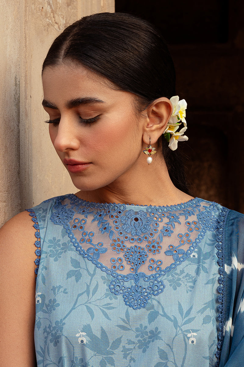 Cross Stitch | Premium Lawn 24 | BLUE SAND -  Cross Stitch Formal - Original Designer Dress - House of Maryam