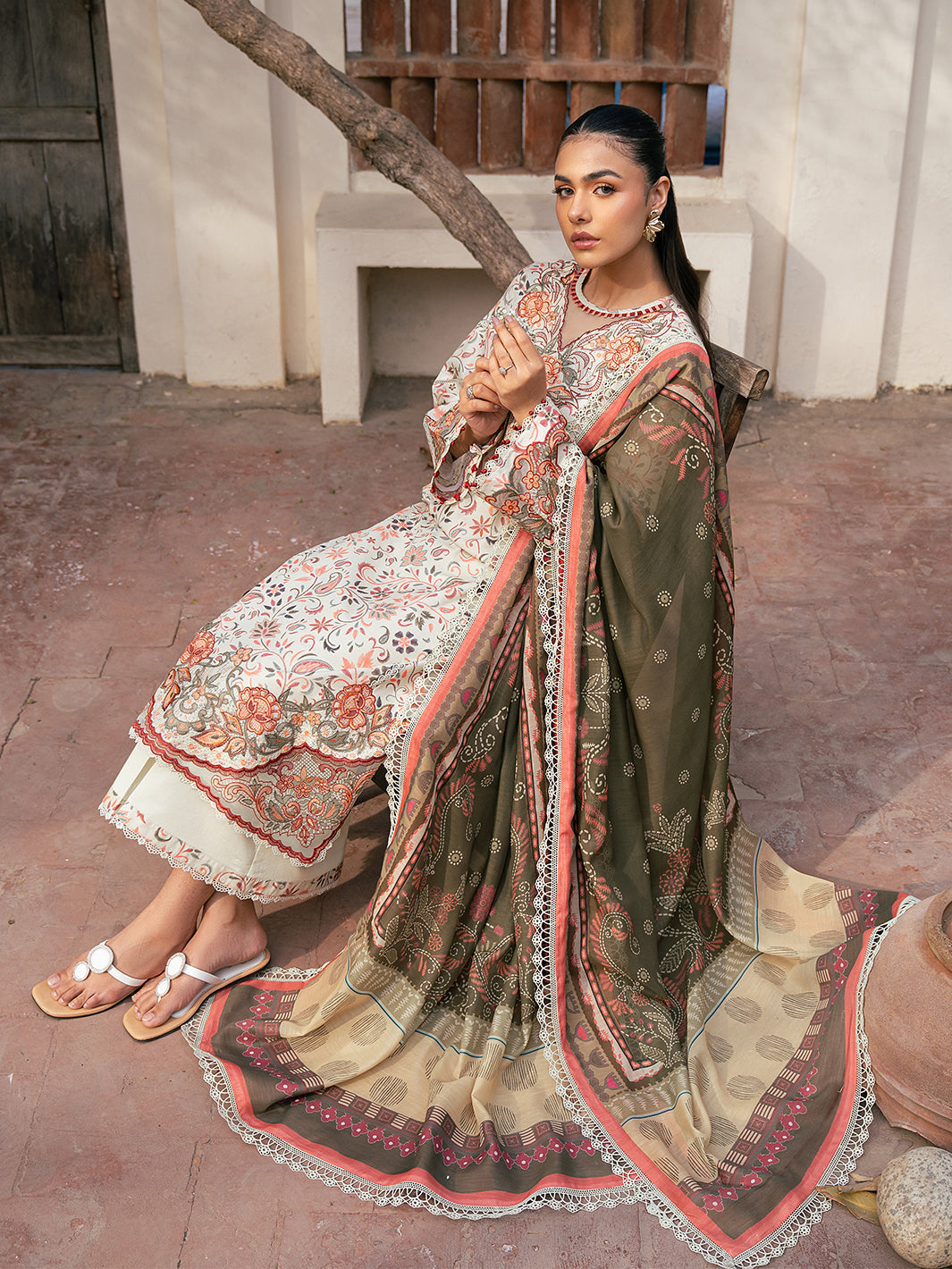 Bin Ilyas | Hazel Printed Lawn 25 | 2073 - A -  Bin Ilyas Ladies Clothes - Original Designer Dress - House of Maryam