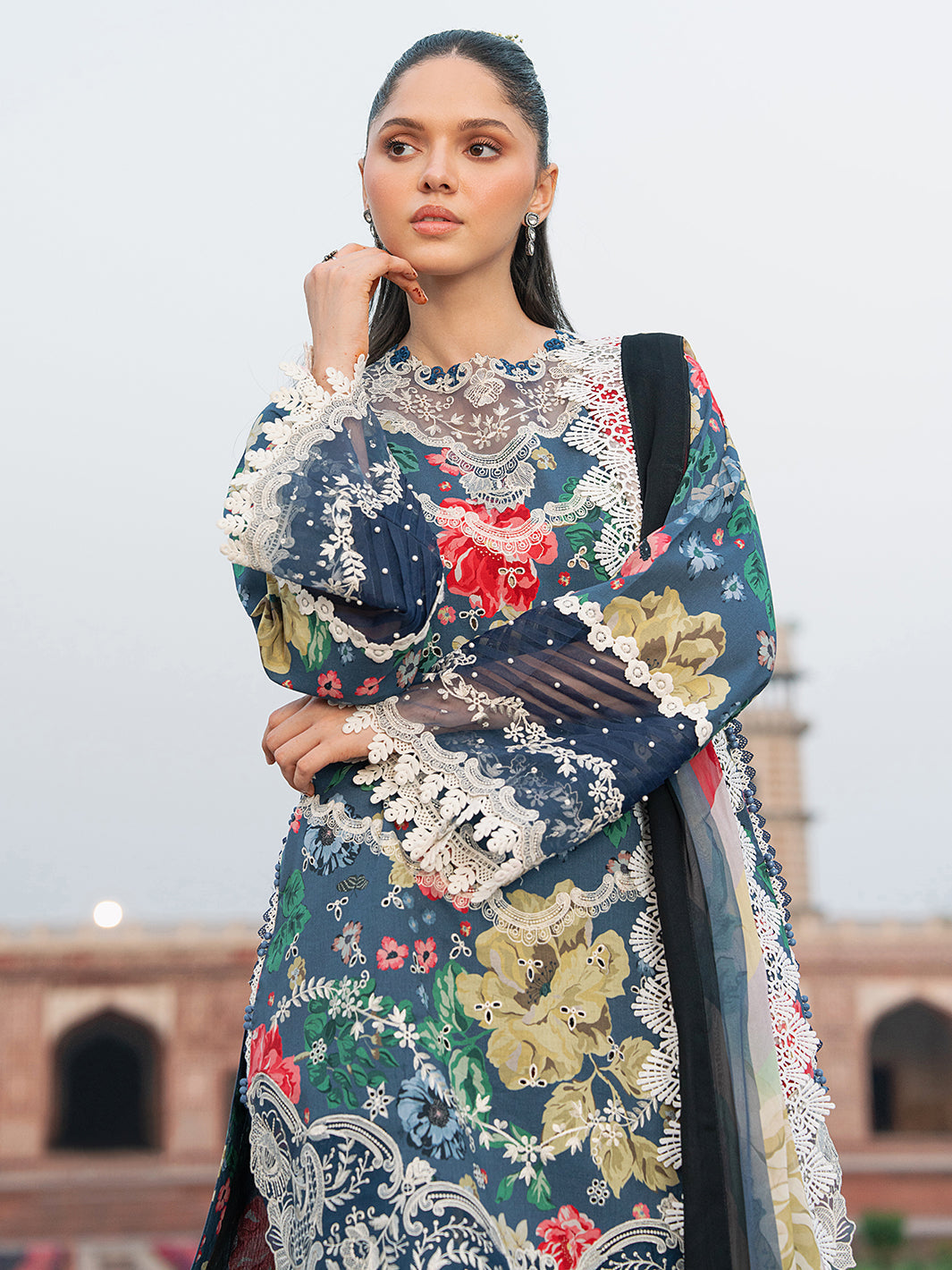Bin Ilyas | Naqsh Naaz Luxury Lawn 25 | 2081 - B -  Bin Ilyas Ladies Clothes - Original Designer Dress - House of Maryam