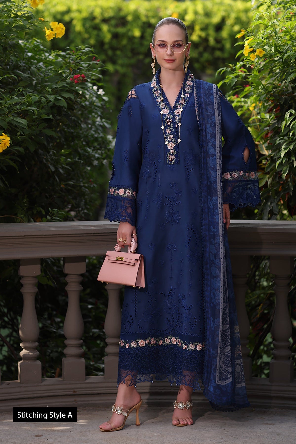 Noor by Saadia Asad | Eid Luxury Schiffli Laserkari 25 | D10- Royal Blue -  Noor by Saadia Asad Ladies Clothes - Original Designer Dress - House of Maryam