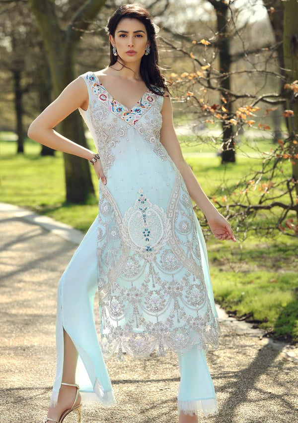 Layla Chatoor | Luxury Pret | Ice Blue Long Top, image 3