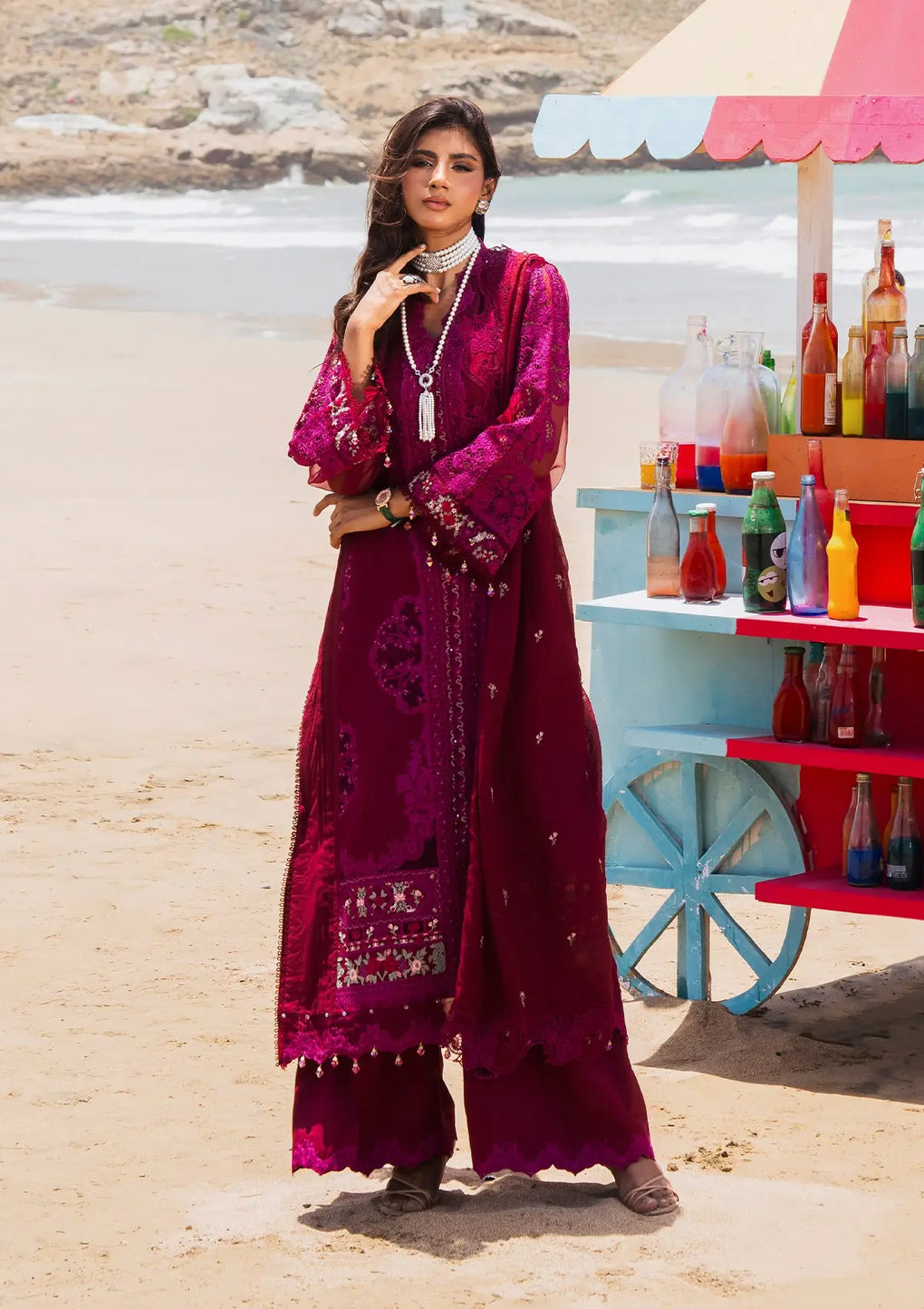 Elaf Premium | Hai Kuch Festive Lawn 24 | EHK-01B Gulzar -  Elaf Premium Luxury - Original Designer Dress - House of Maryam