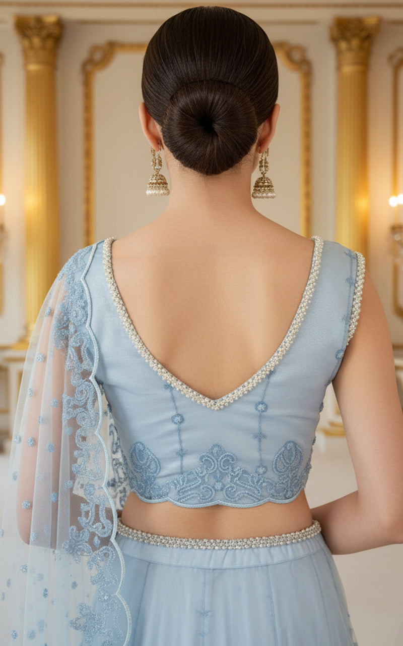 Threads and Motifs | Formal Dresses 25 | Embroidered Blouse With Skirt Saree-2