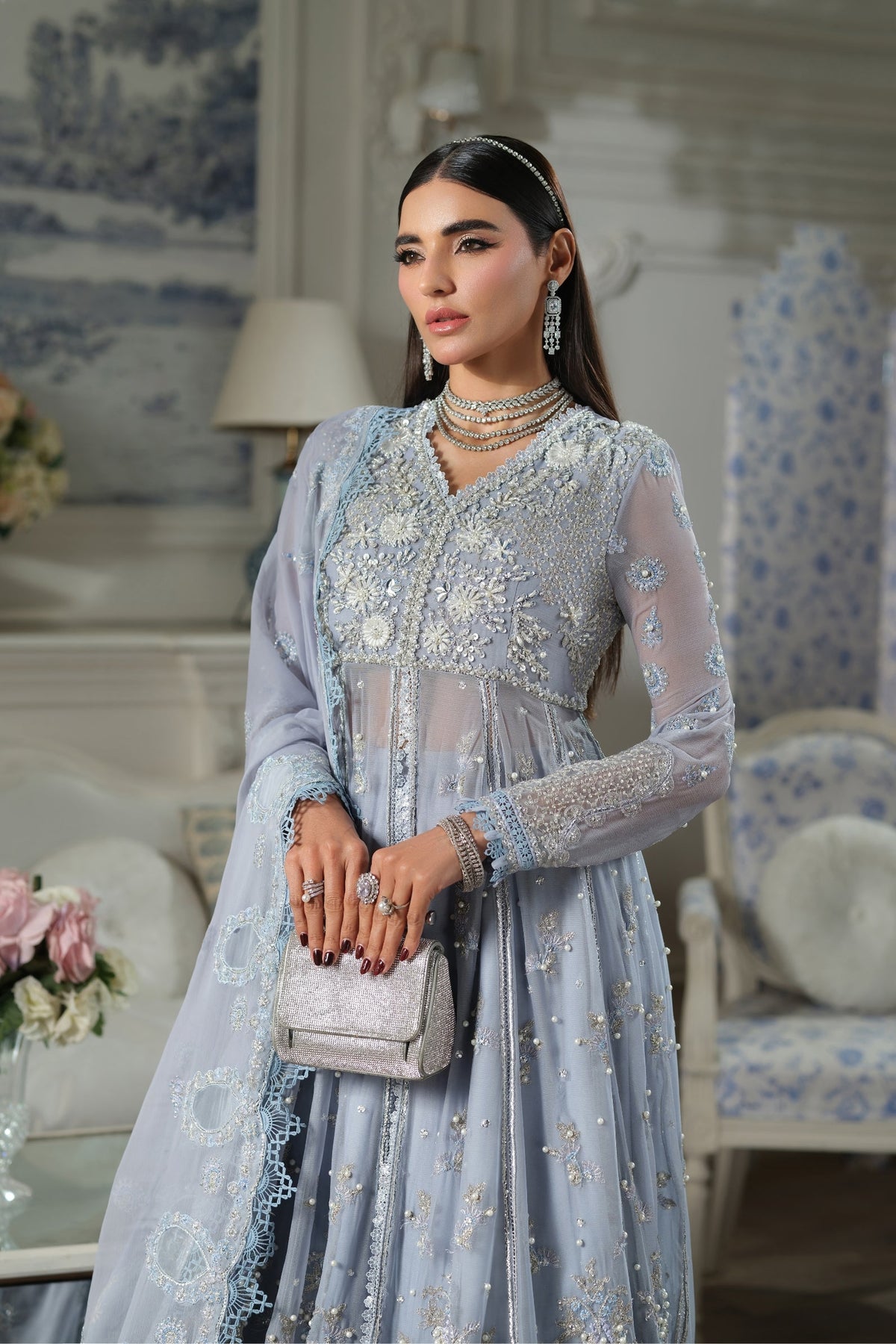 Maryam Hussain | Meer Embroidered Chiffon | Falaq Meer-02-6