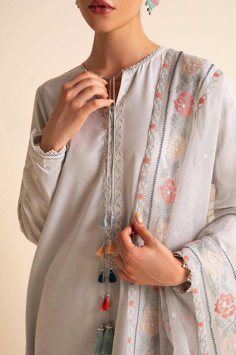 Cross Stitch | Exclusive Pret | Pearl Blue-2 Piece (Shirt & Dupatta)-3