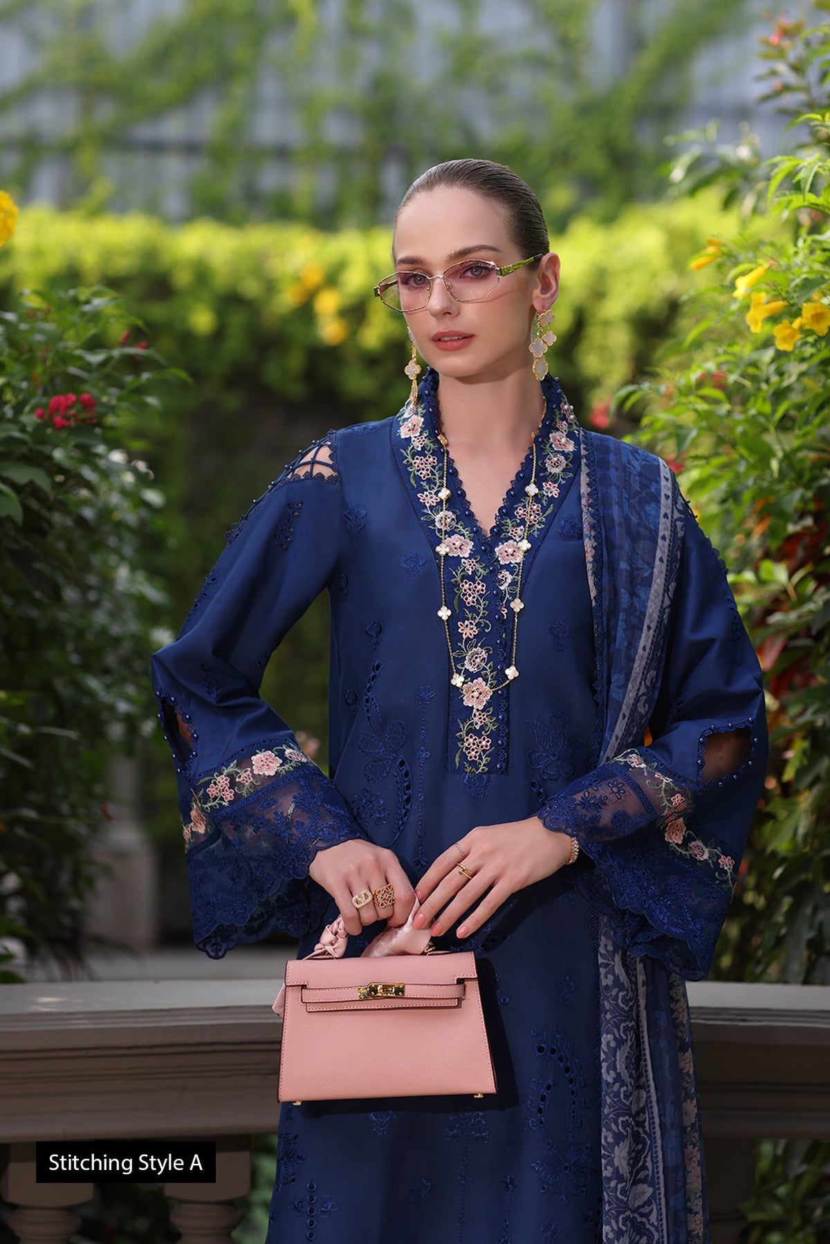 Noor by Saadia Asad | Eid Luxury Schiffli Laserkari 25 | D10- Royal Blue -  Noor by Saadia Asad Ladies Clothes - Original Designer Dress - House of Maryam