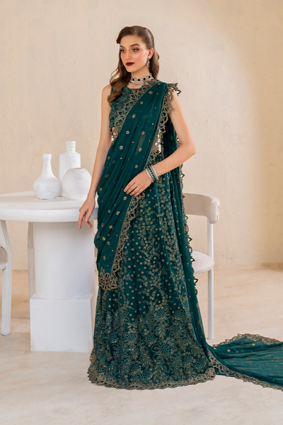 Iznik | Chinnon Chiffon | CC-47 Embroidered Chiffon -  Iznik Formal - Original Designer Dress - House of Maryam