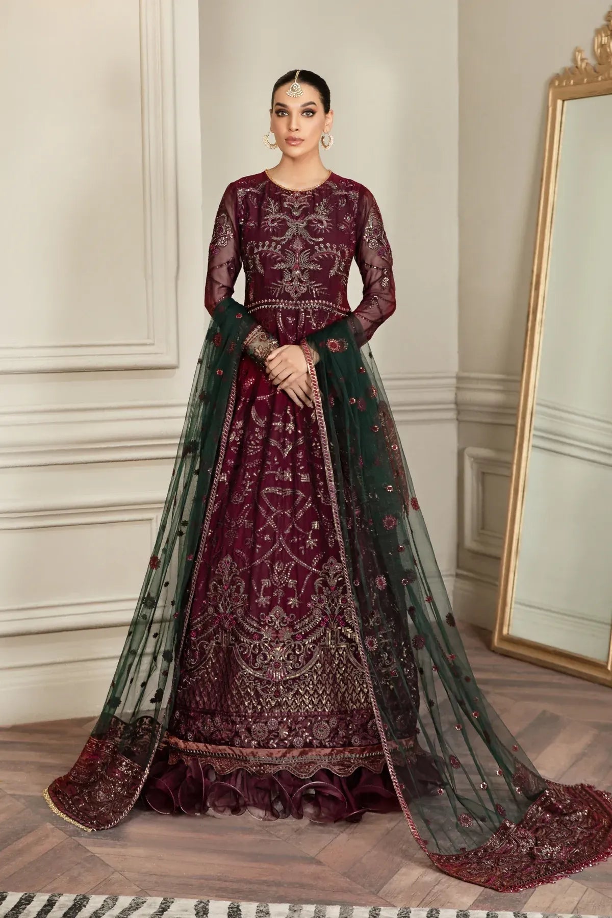 Zarif | Mehroz Formals | Berry Wood -  Zarif Formal - Original Designer Dress - House of Maryam