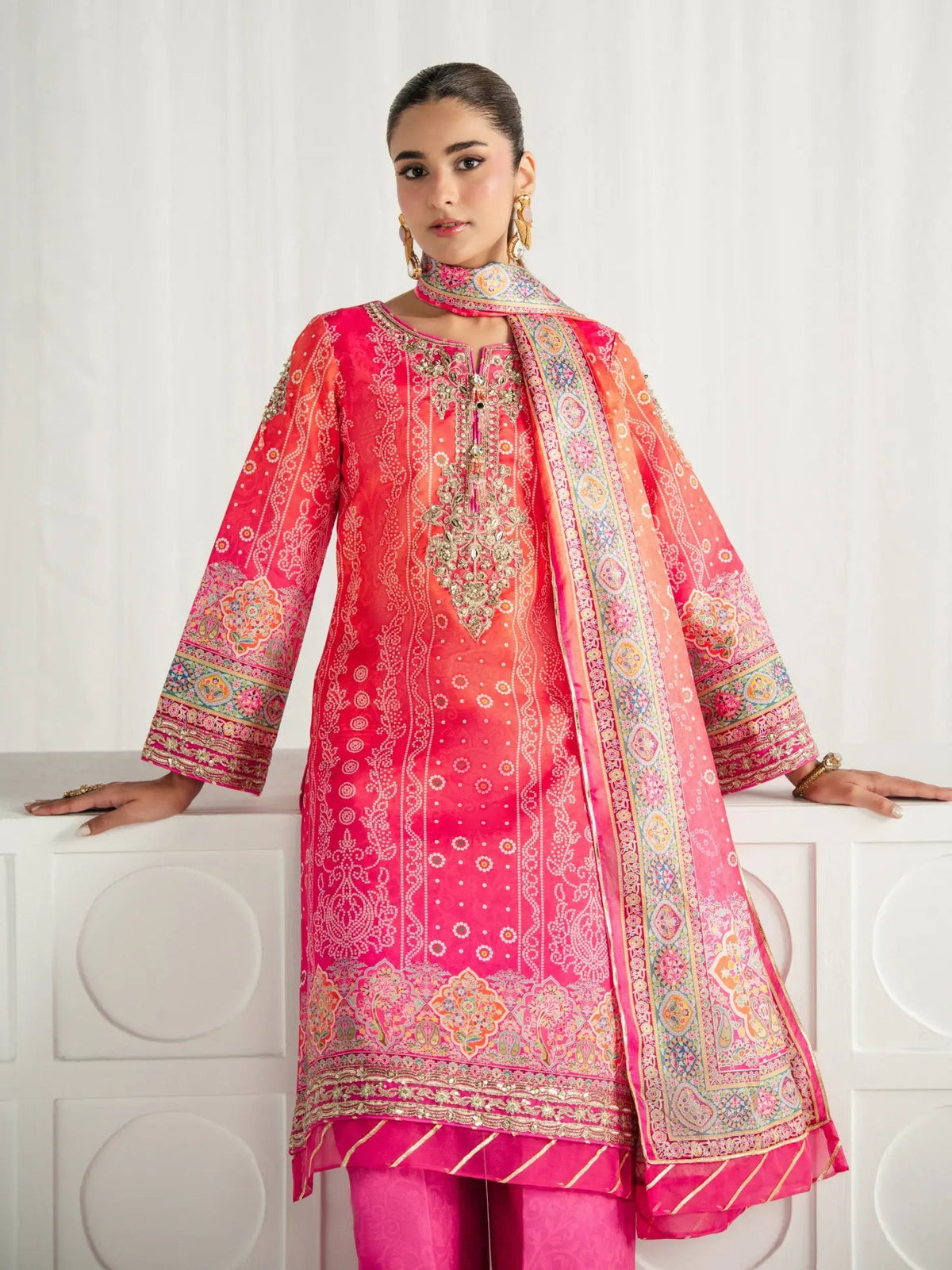 Gulaal | Aira Printed Silk | Marigold Dusk, image 5