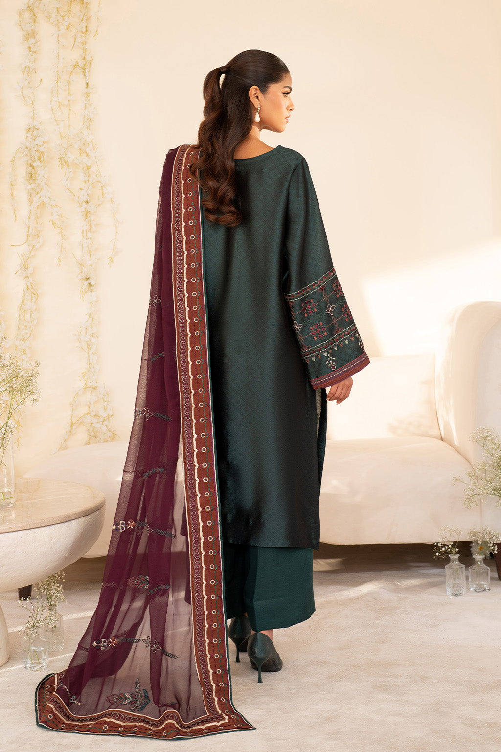 Iznik | Festive Formal | UE-435 Embroidered Pure silk, image 2