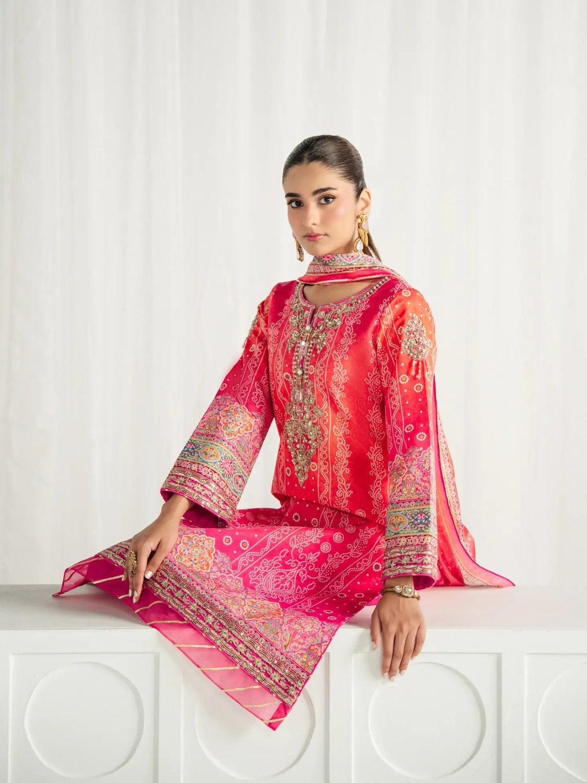 Gulaal | Aira Printed Silk | Marigold Dusk, image 6