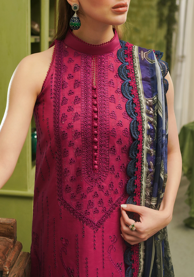 Zarqash | Tresor Luxury Lawn 24 | ZQT 0012 ROSA -  Zarqash Luxury - Original Designer Dress - House of Maryam