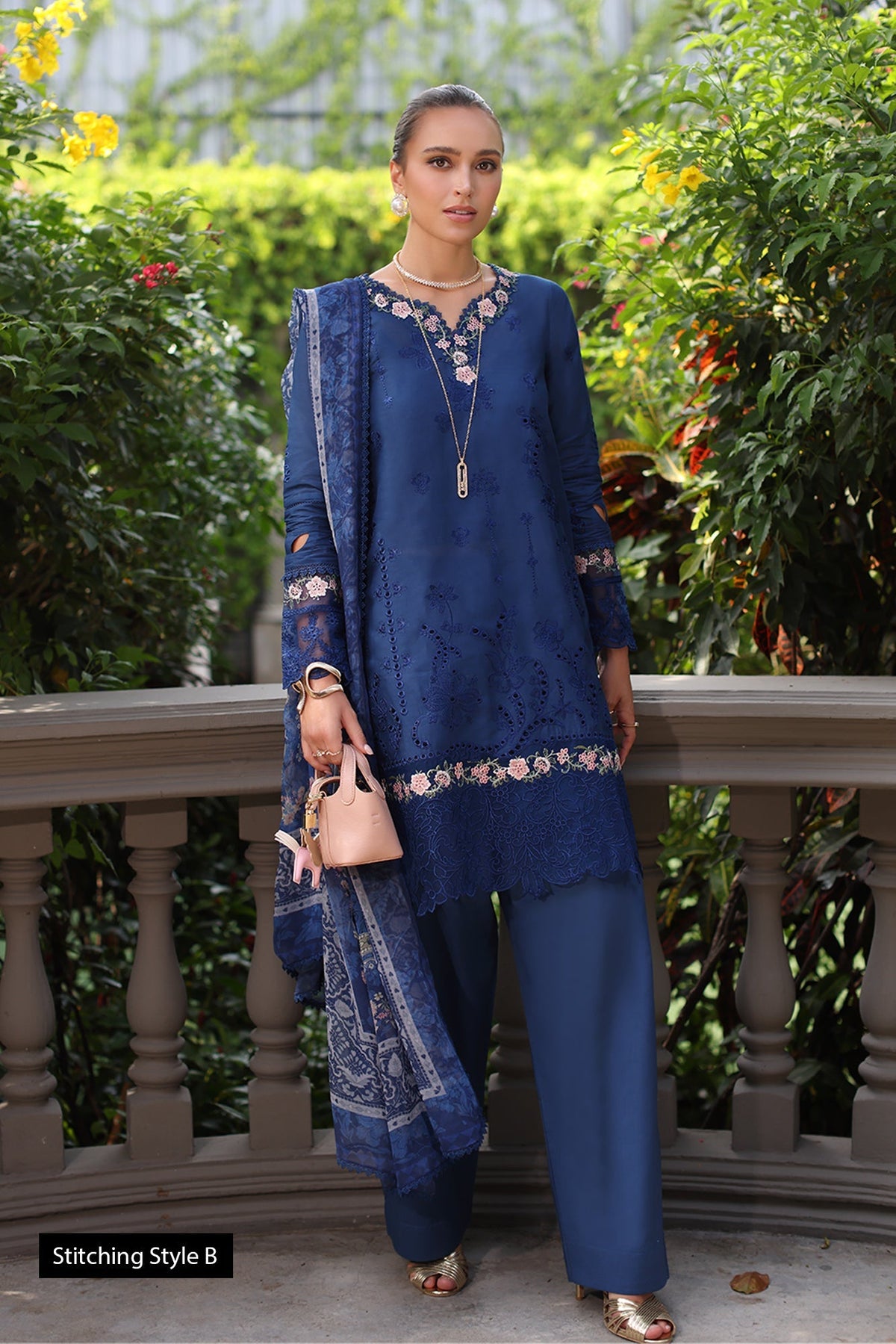 Noor by Saadia Asad | Eid Luxury Schiffli Laserkari 25 | D10- Royal Blue -  Noor by Saadia Asad Ladies Clothes - Original Designer Dress - House of Maryam