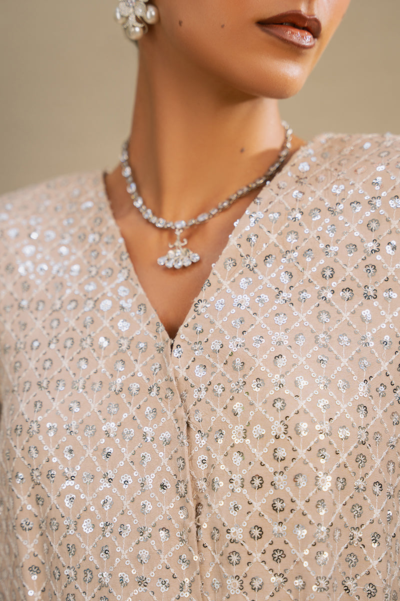 Cross Stitch | Wedding Pret | Scintillating Crystal-2PC Silk Embroidered Pret-4