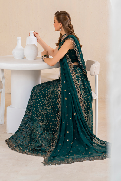 Iznik | Chinnon Chiffon | CC-47 Embroidered Chiffon -  Iznik Formal - Original Designer Dress - House of Maryam