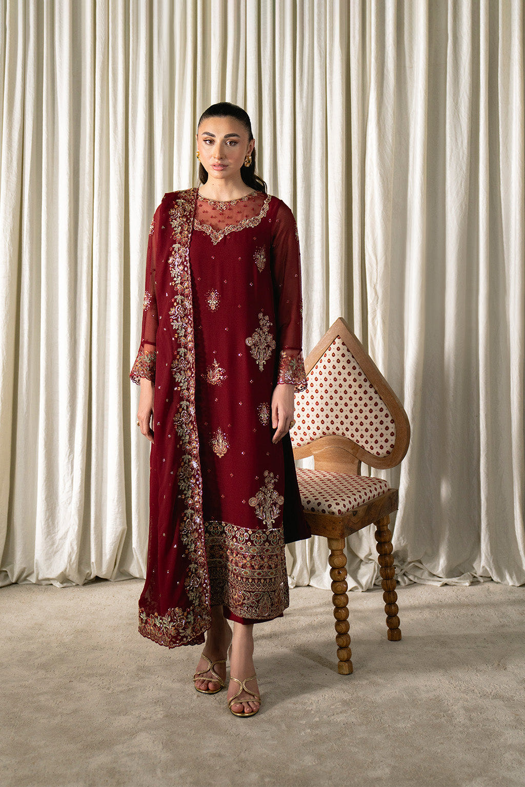 Neeshay | Ready to Wear Chiffon | RTW-CHFN-05 Red