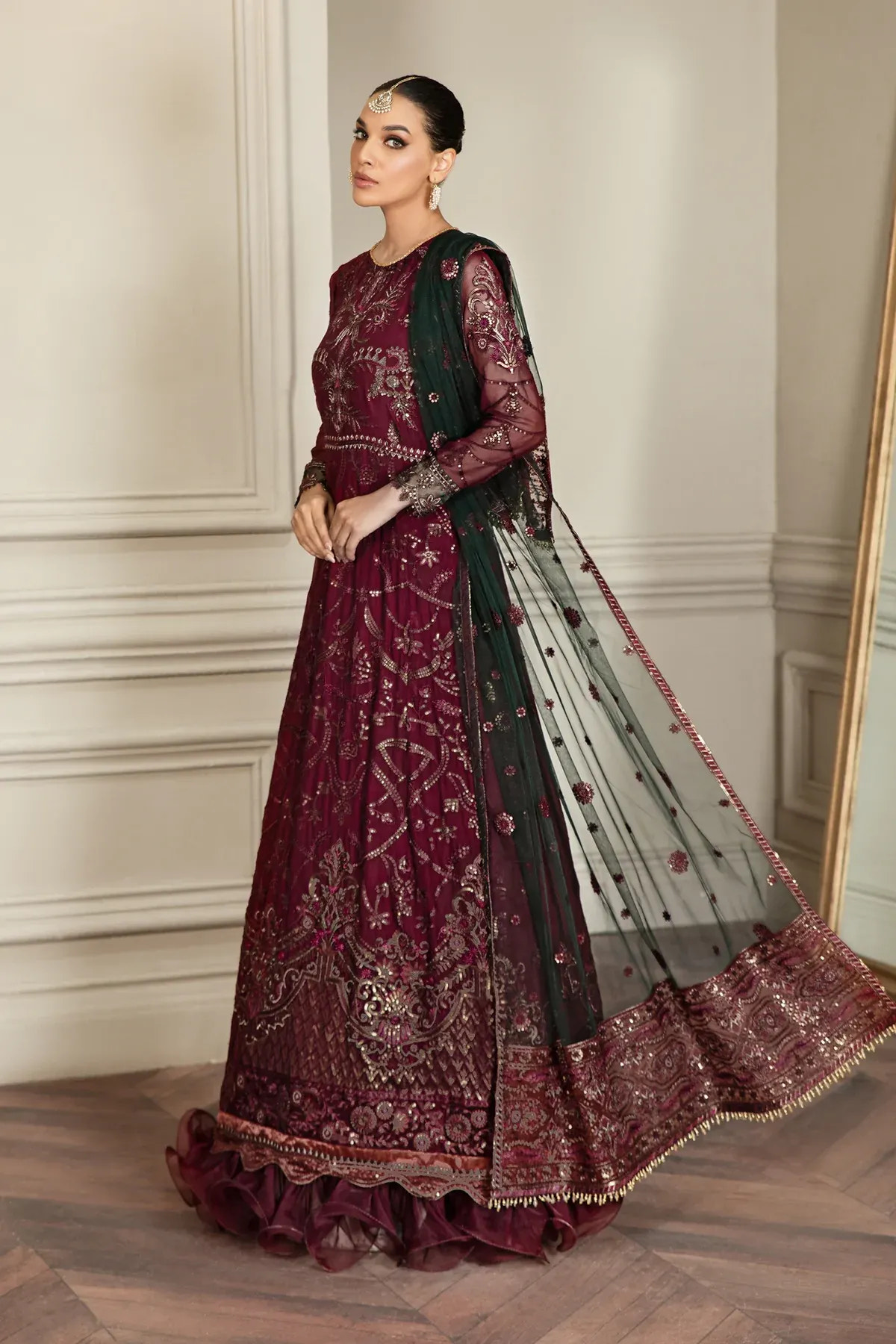 Zarif | Mehroz Formals | Berry Wood -  Zarif Formal - Original Designer Dress - House of Maryam