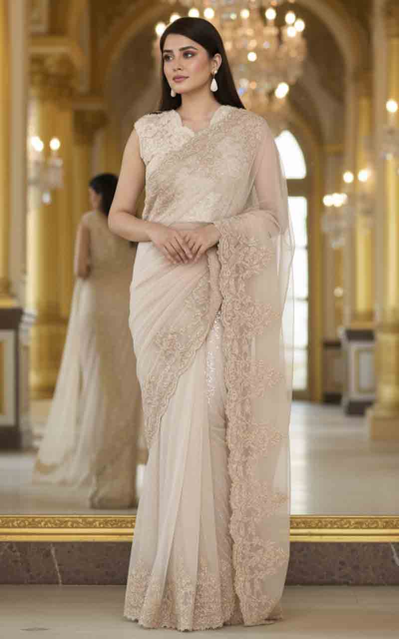 Threads and Motifs | Formal Dresses 25 | Net Embroidered Saree