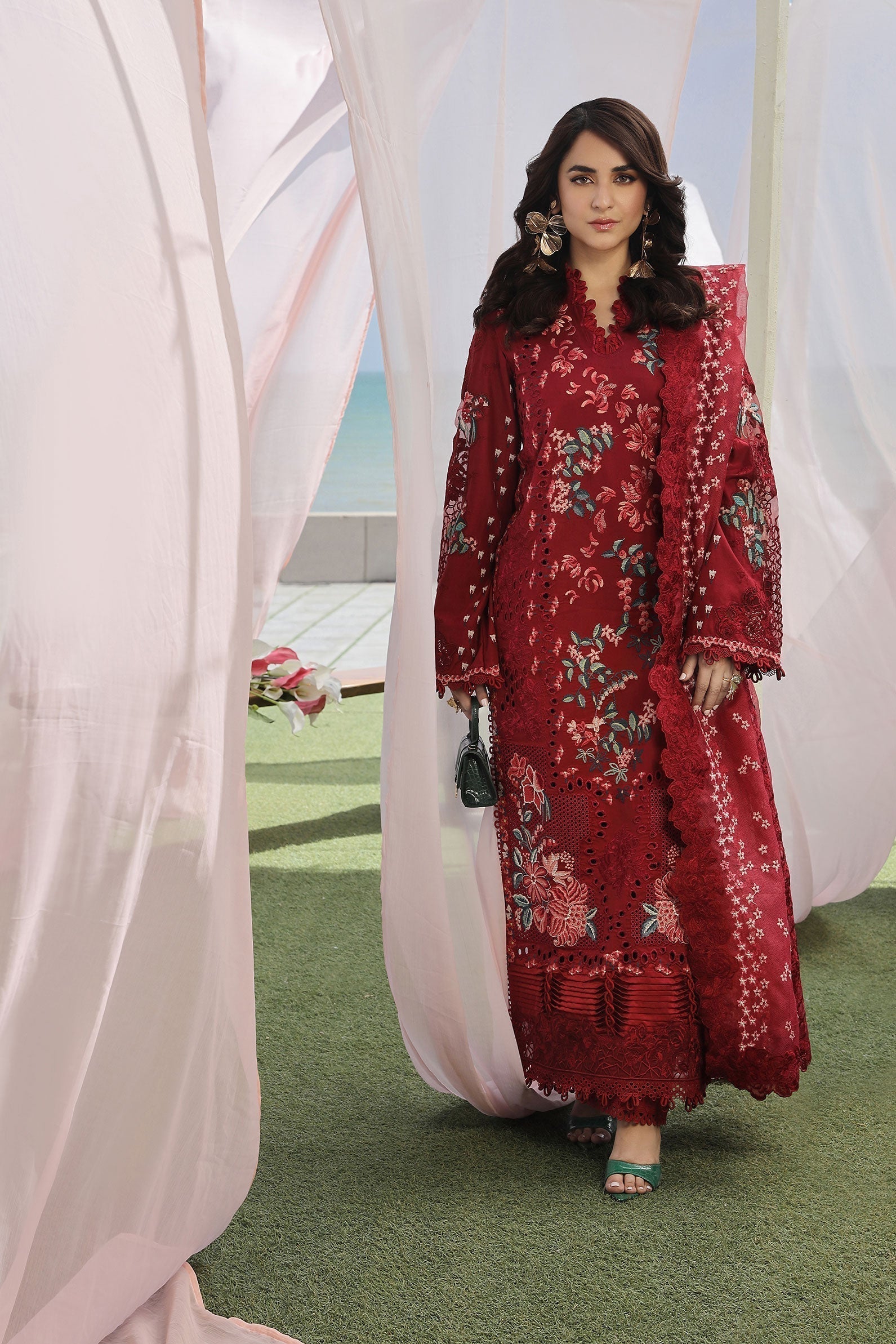 Maryam Hussain | Luxury Lawn 24 | CRIMSON