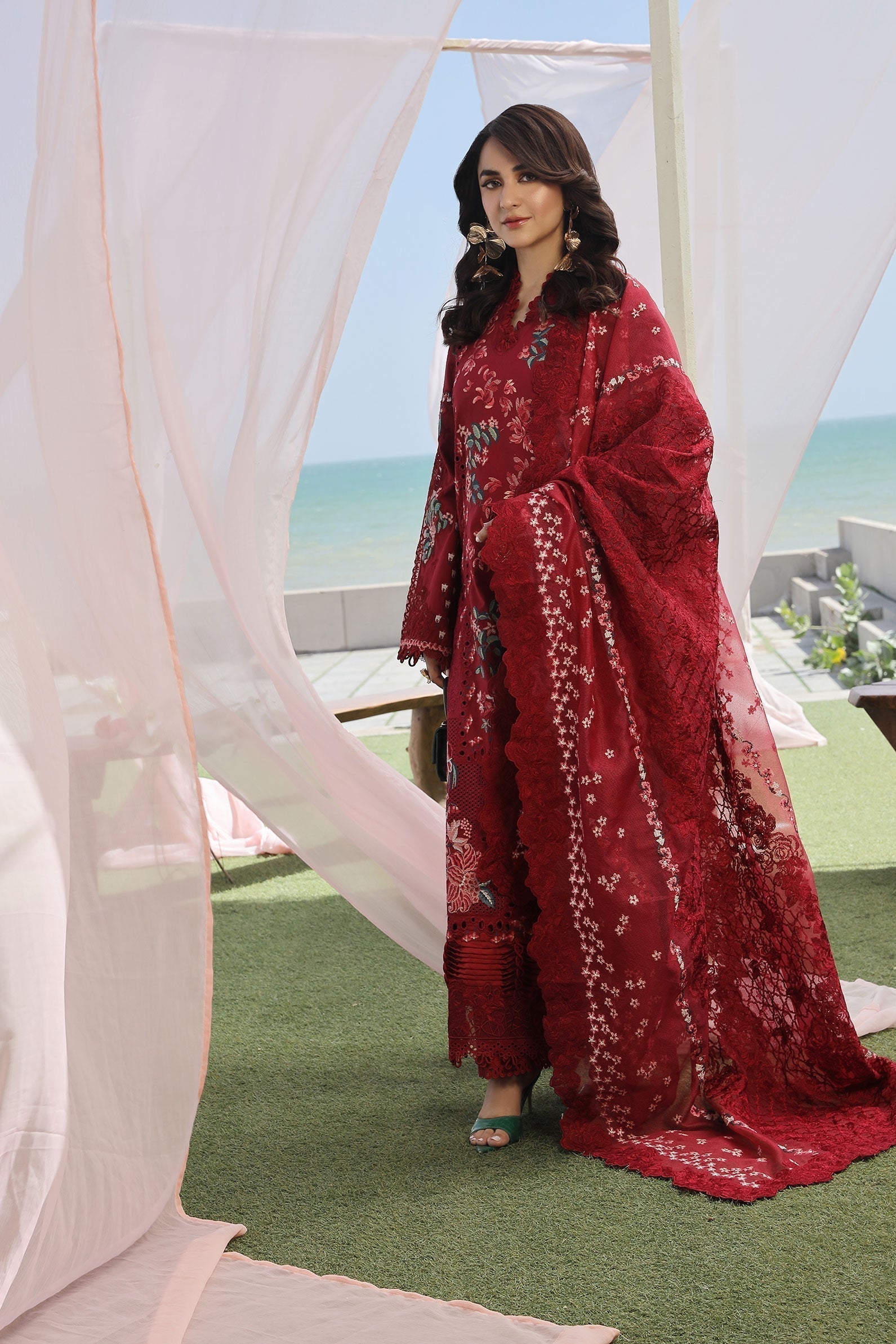 Maryam Hussain | Luxury Lawn 24 | CRIMSON