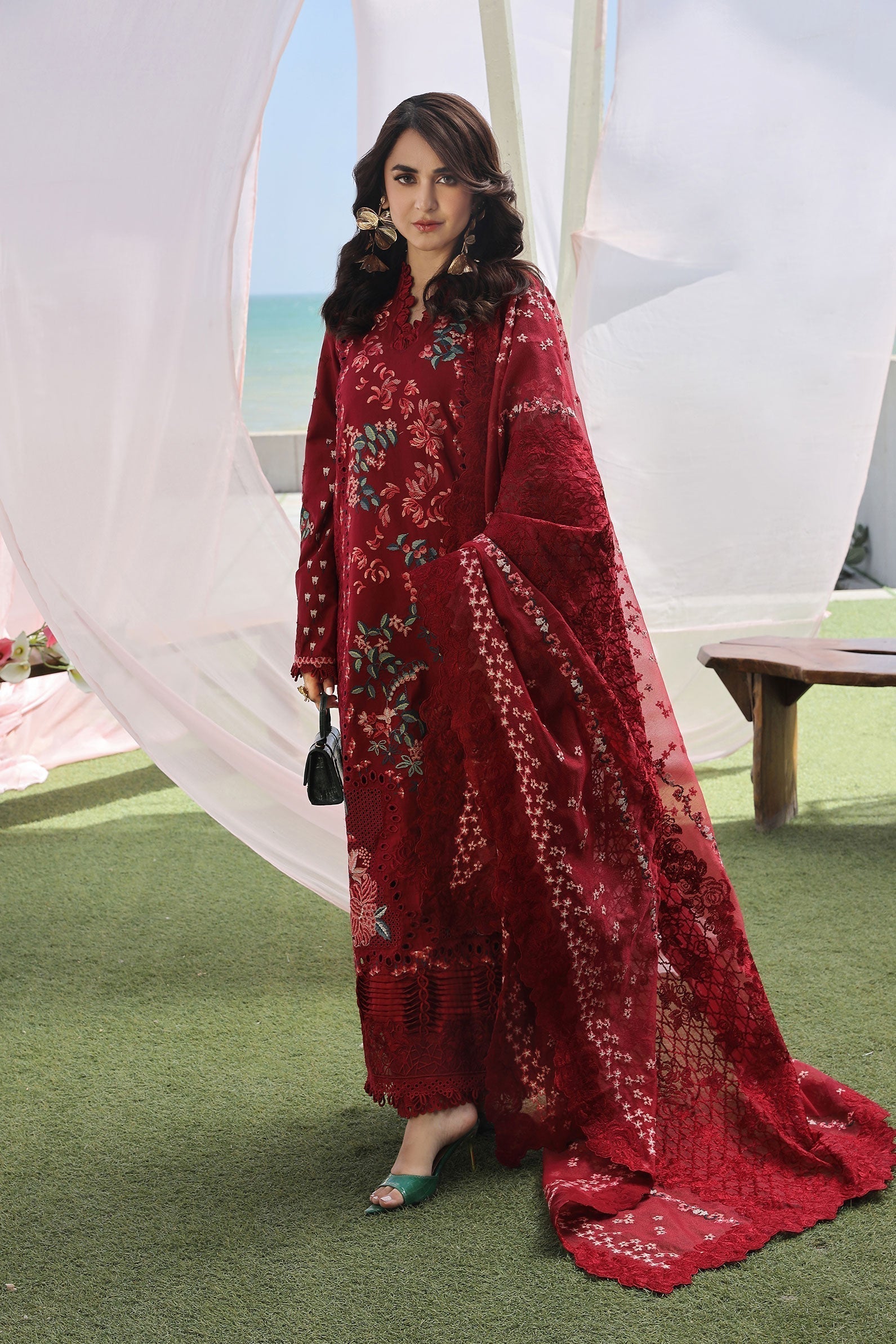 Maryam Hussain | Luxury Lawn 24 | CRIMSON