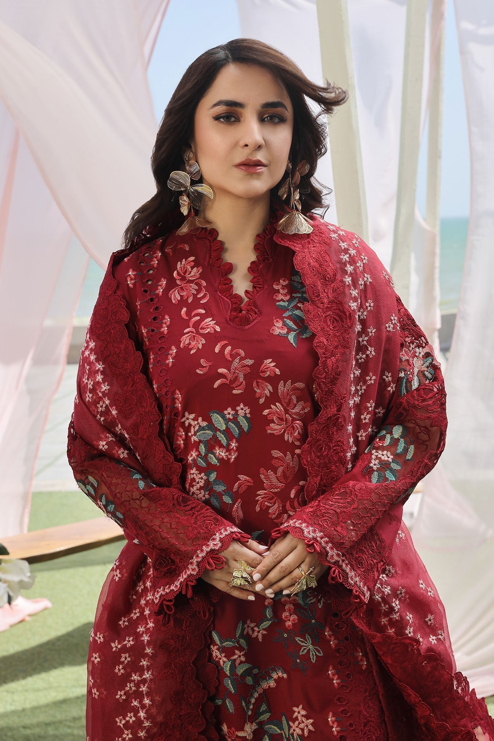 Maryam Hussain | Luxury Lawn 24 | CRIMSON