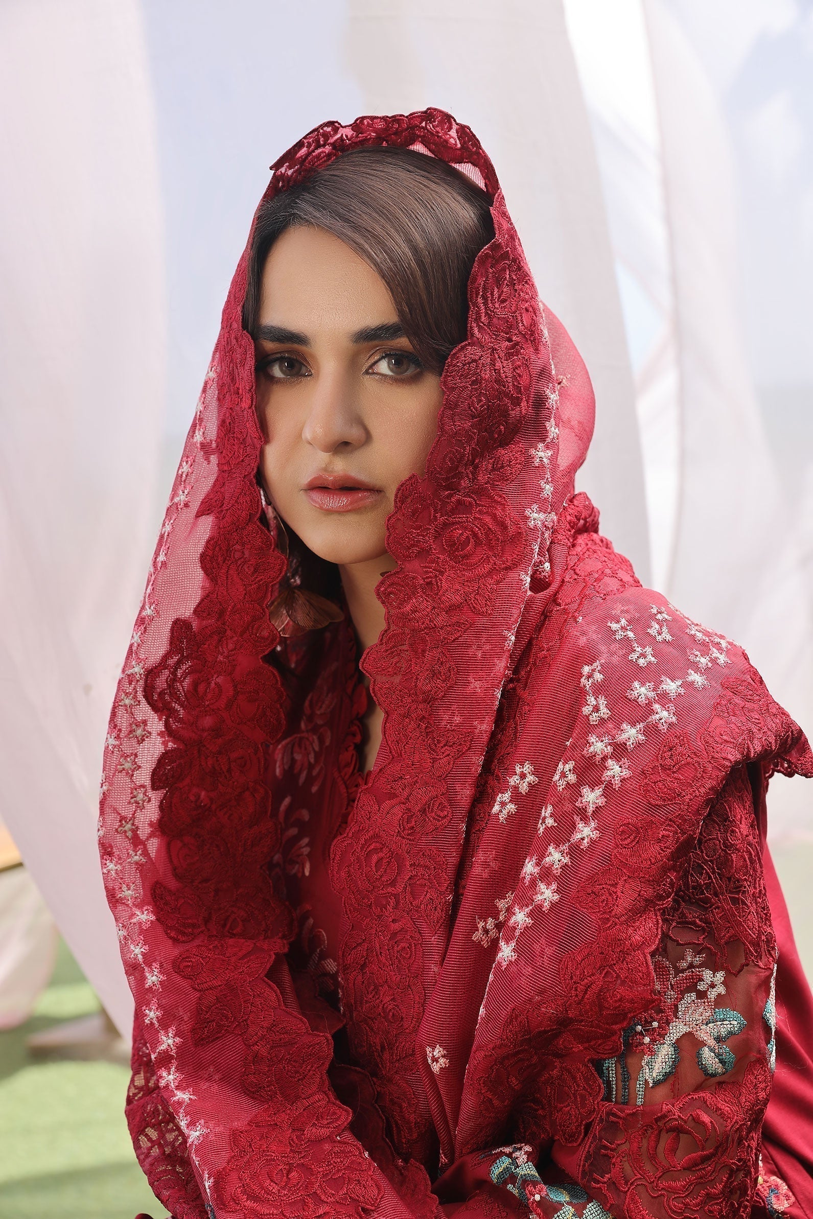 Maryam Hussain | Luxury Lawn 24 | CRIMSON