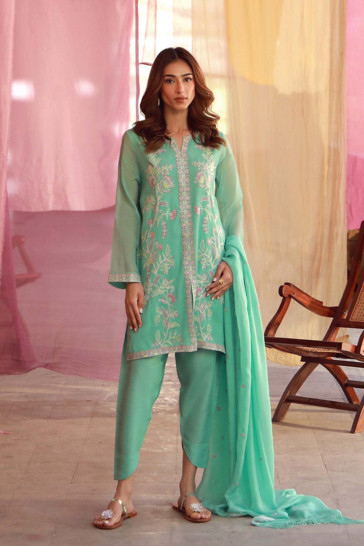 Sahar | Luxe Pret 25 | Mint Petal -  Sahar Ladies Clothes - Original Designer Dress - House of Maryam