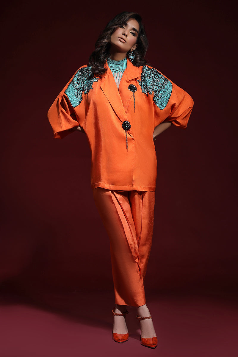 Wardha Saleem | Luxury Pret Fusion Wear | PANTHERA (ORANGE) CORD-SET (2PC) -  Wardha Saleem Ladies Clothes - Original Designer Dress - House of Maryam
