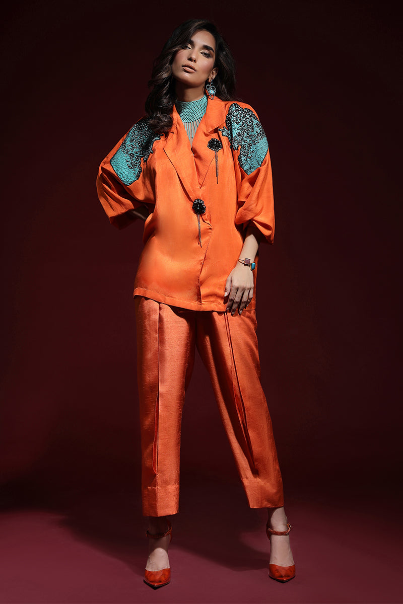 Wardha Saleem | Luxury Pret Fusion Wear | PANTHERA (ORANGE) CORD-SET (2PC) -  Wardha Saleem Ladies Clothes - Original Designer Dress - House of Maryam