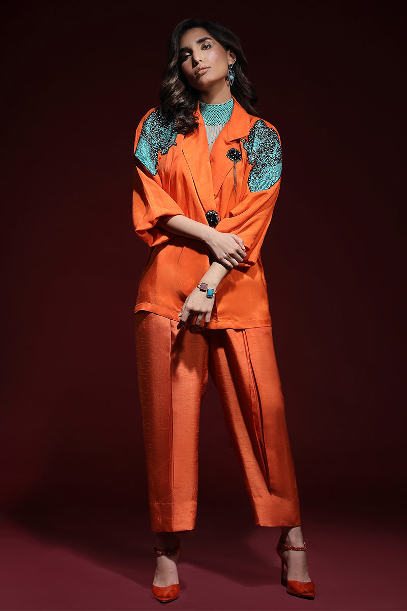Wardha Saleem | Luxury Pret Fusion Wear | PANTHERA (ORANGE) CORD-SET (2PC) -  Wardha Saleem Ladies Clothes - Original Designer Dress - House of Maryam