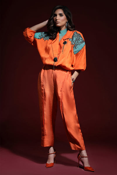 Wardha Saleem | Luxury Pret Fusion Wear | PANTHERA (ORANGE) CORD-SET (2PC) -  Wardha Saleem Ladies Clothes - Original Designer Dress - House of Maryam