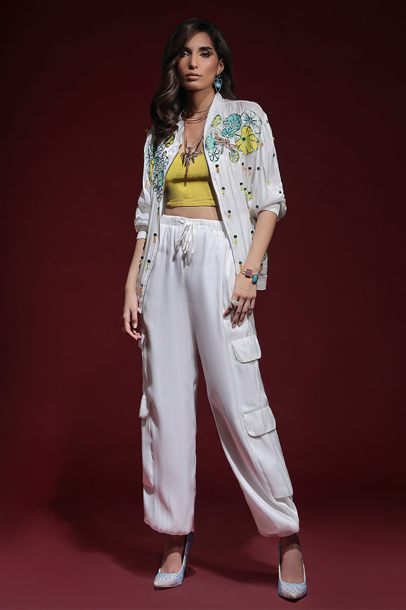 Wardha Saleem | Luxury Pret Fusion Wear | ZARA BOMBER JACKET WITH CARGO PANTS (2PC) -  Wardha Saleem Ladies Clothes - Original Designer Dress - House of Maryam