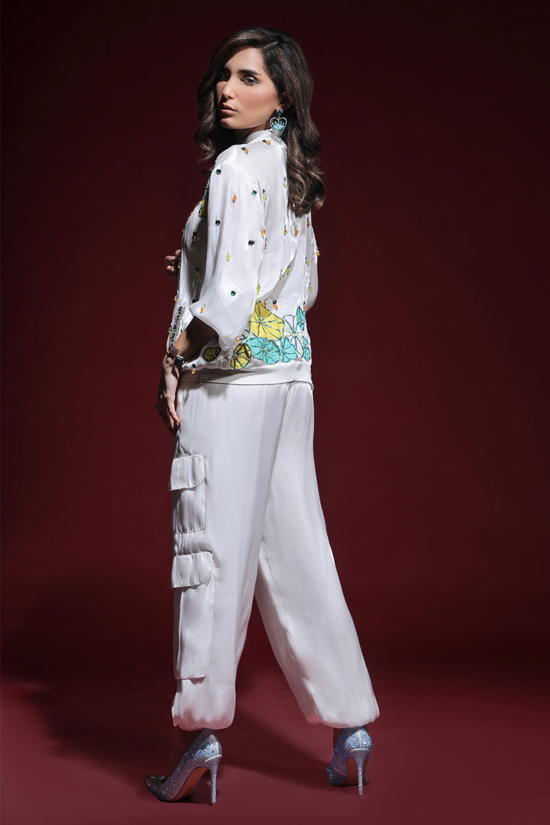 Wardha Saleem | Luxury Pret Fusion Wear | ZARA BOMBER JACKET WITH CARGO PANTS (2PC) -  Wardha Saleem Ladies Clothes - Original Designer Dress - House of Maryam