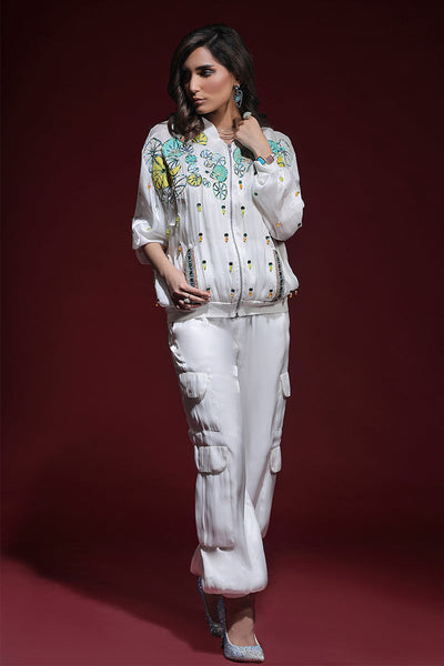 Wardha Saleem | Luxury Pret Fusion Wear | ZARA BOMBER JACKET WITH CARGO PANTS (2PC) -  Wardha Saleem Ladies Clothes - Original Designer Dress - House of Maryam