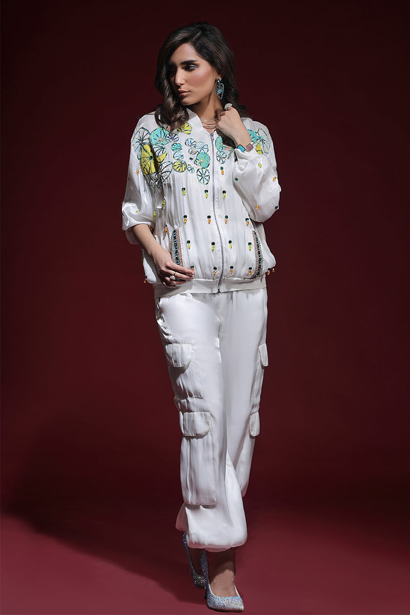 Wardha Saleem | Luxury Pret Fusion Wear | ZARA BOMBER JACKET WITH CARGO PANTS (2PC) -  Wardha Saleem Ladies Clothes - Original Designer Dress - House of Maryam