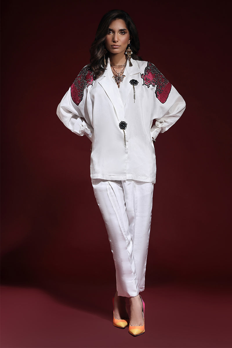 Wardha Saleem | Luxury Pret Fusion Wear | PANTHERA (WHITE) CORD-SET (2PC) -  Wardha Saleem Ladies Clothes - Original Designer Dress - House of Maryam