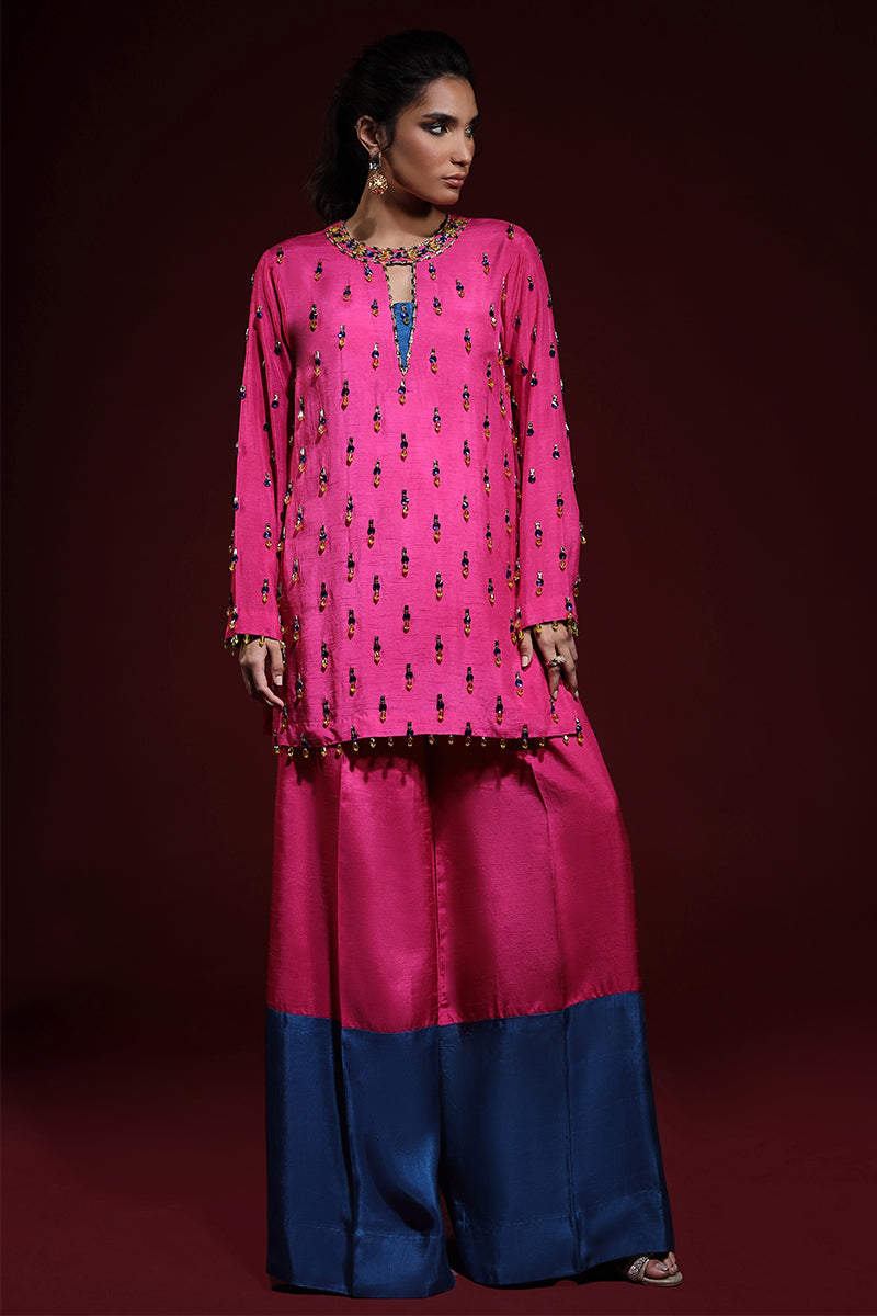 Wardha Saleem | Luxury Pret Fusion Wear | LUXURA (HOT PINK) CORD-SET (2PC) -  Wardha Saleem Ladies Clothes - Original Designer Dress - House of Maryam