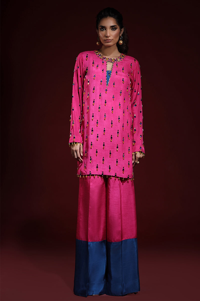 Wardha Saleem | Luxury Pret Fusion Wear | LUXURA (HOT PINK) CORD-SET (2PC) -  Wardha Saleem Ladies Clothes - Original Designer Dress - House of Maryam