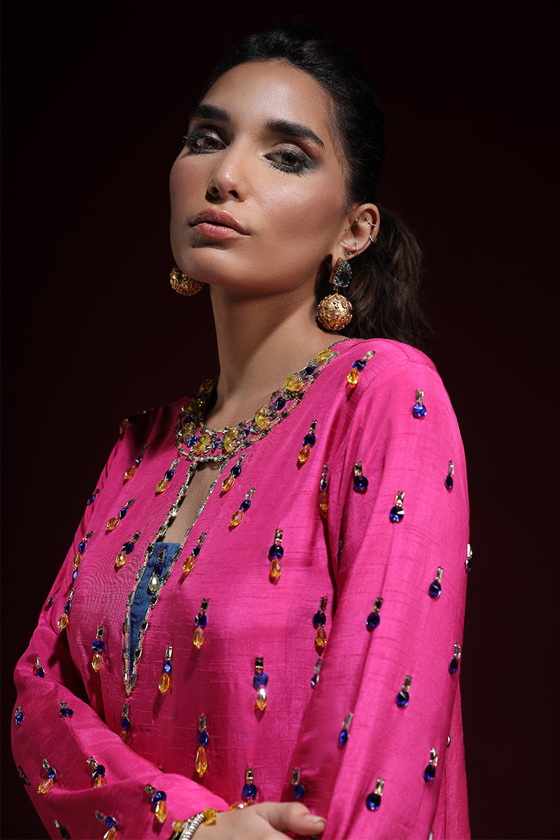 Wardha Saleem | Luxury Pret Fusion Wear | LUXURA (HOT PINK) CORD-SET (2PC) -  Wardha Saleem Ladies Clothes - Original Designer Dress - House of Maryam