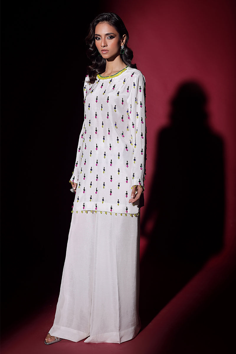 Wardha Saleem | Luxury Pret Fusion Wear | LUXURA (WHITE) CORD-SET (2PC) -  Wardha Saleem Ladies Clothes - Original Designer Dress - House of Maryam