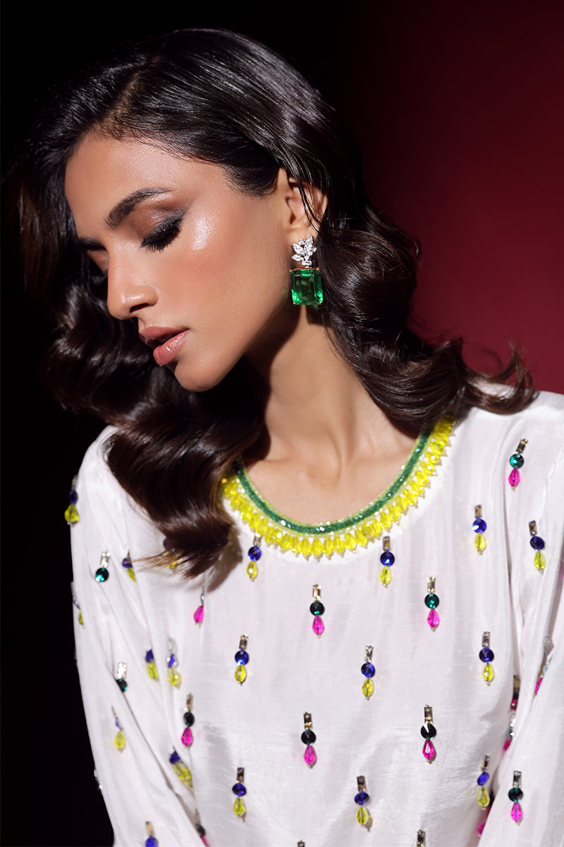 Wardha Saleem | Luxury Pret Fusion Wear | LUXURA (WHITE) CORD-SET (2PC) -  Wardha Saleem Ladies Clothes - Original Designer Dress - House of Maryam