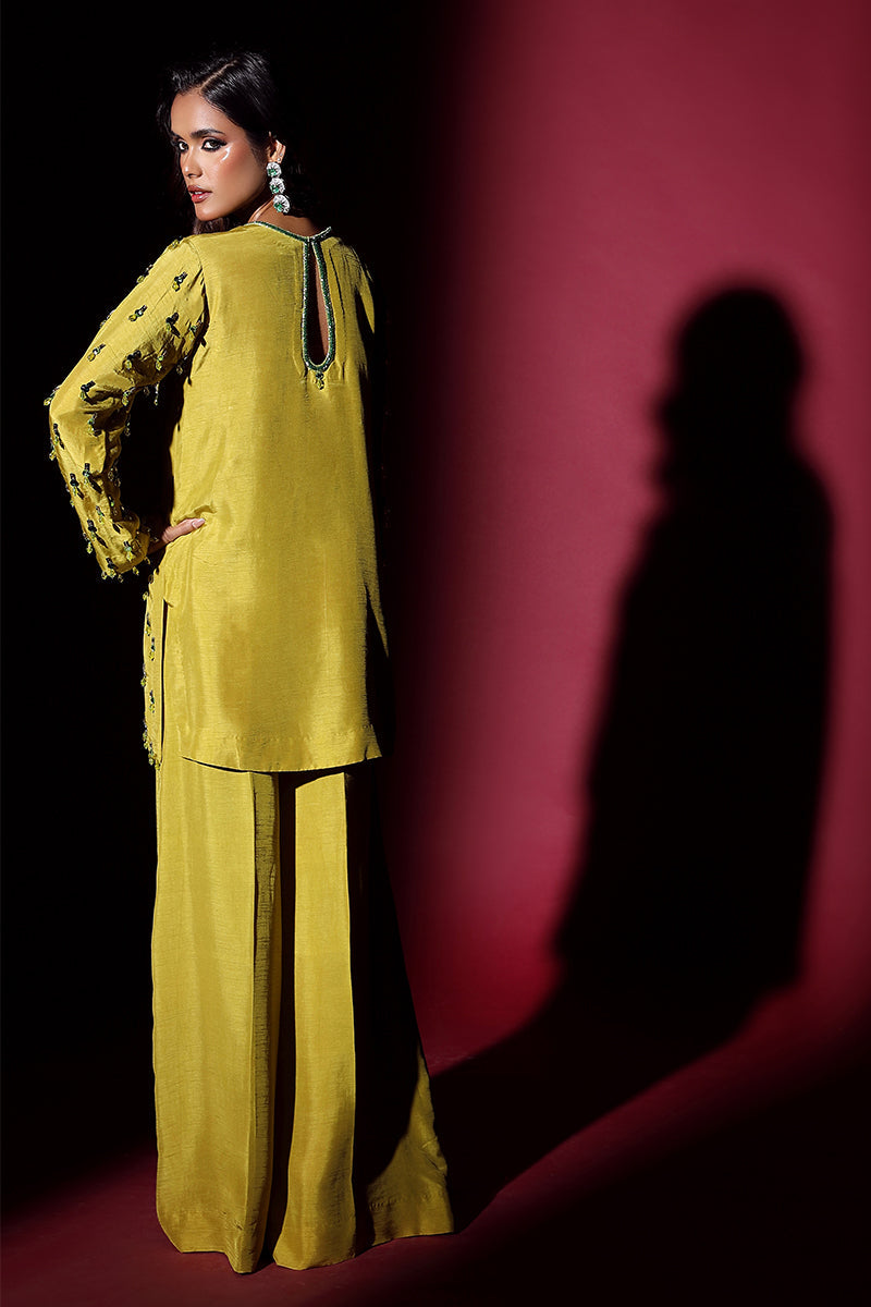 Wardha Saleem | Luxury Pret Fusion Wear | LUXURA (LIME GREEN) CORD-SET (2PC) -  Wardha Saleem Ladies Clothes - Original Designer Dress - House of Maryam