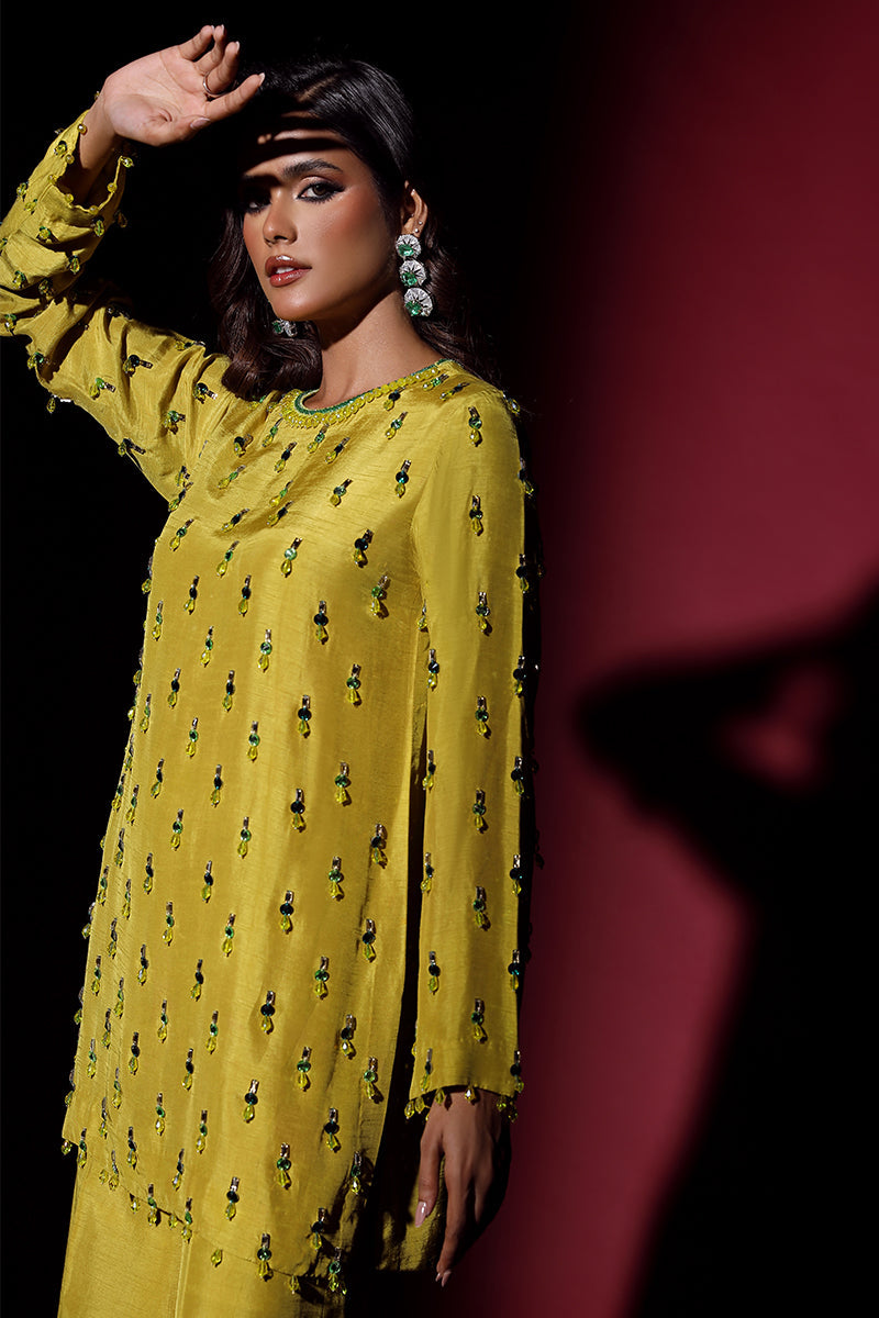 Wardha Saleem | Luxury Pret Fusion Wear | LUXURA (LIME GREEN) CORD-SET (2PC) -  Wardha Saleem Ladies Clothes - Original Designer Dress - House of Maryam