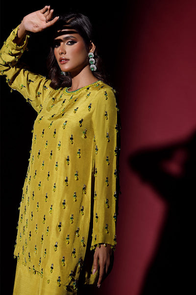 Wardha Saleem | Luxury Pret Fusion Wear | LUXURA (LIME GREEN) CORD-SET (2PC) -  Wardha Saleem Ladies Clothes - Original Designer Dress - House of Maryam